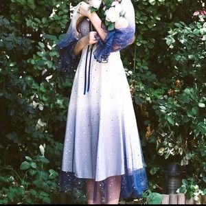 SOLD Sparkly Blue Lantern Sleeve Dress